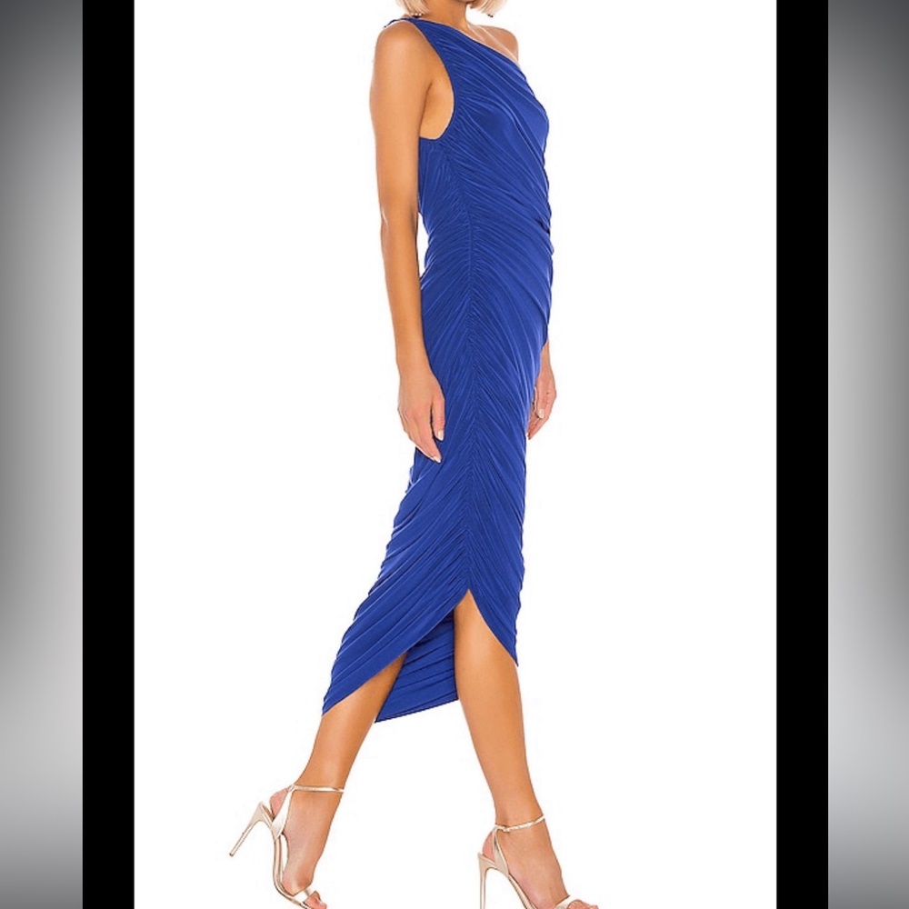 Norma Kamali Royal Blue Ruched Side Maxi Dress Sleeveless Size Small - Picture 9 of 9